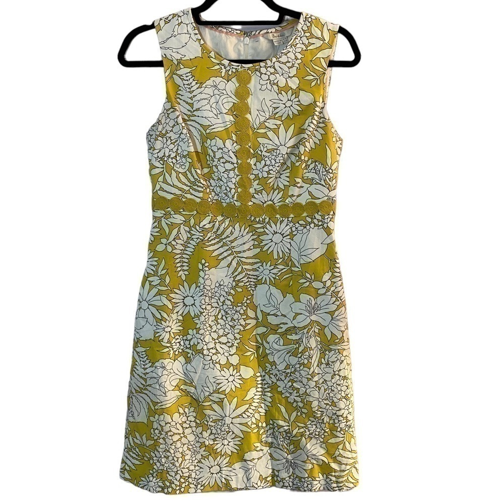 Boden yellow and white floral midi tank dress
